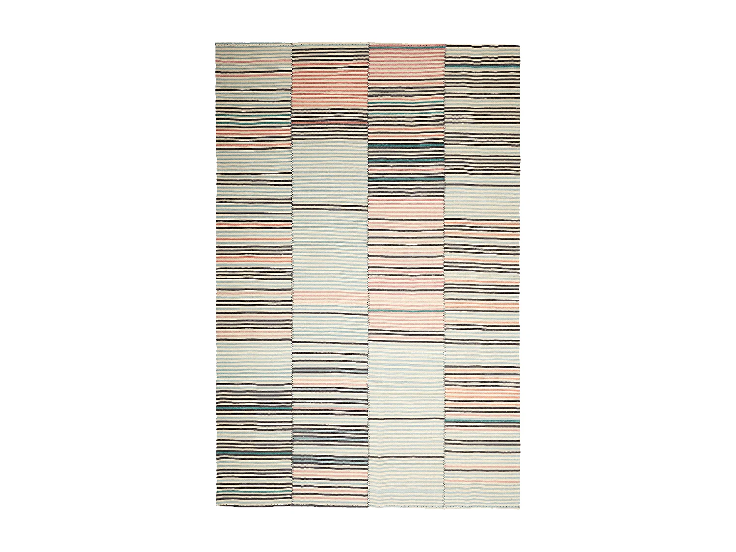 Authentique tapis d'Orient 200x305 kilim fait main en laine orange et bleu A 2