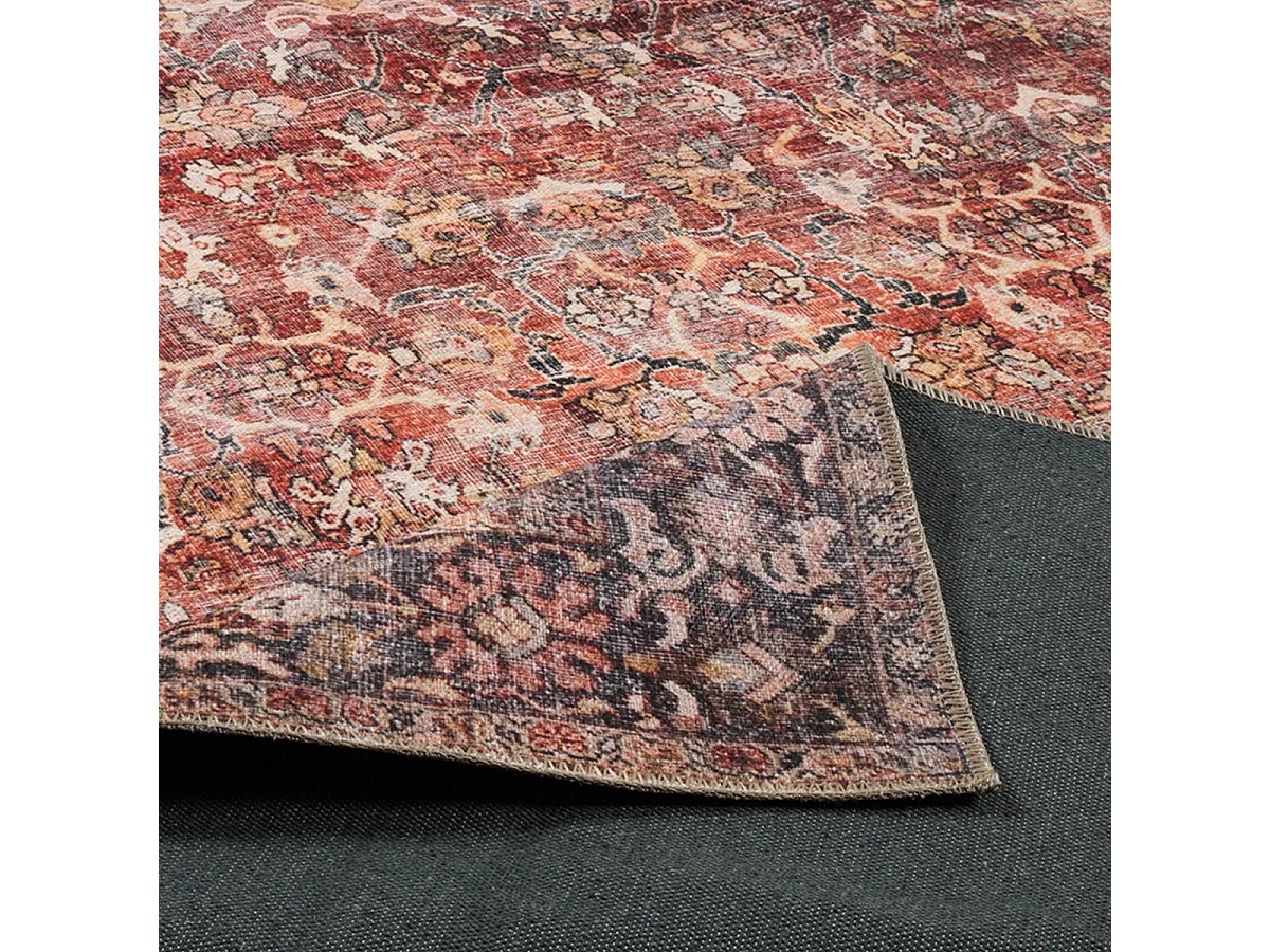 Tapis orient 80x150 rectangle rouge et noir tissé motif classique ALLOVER