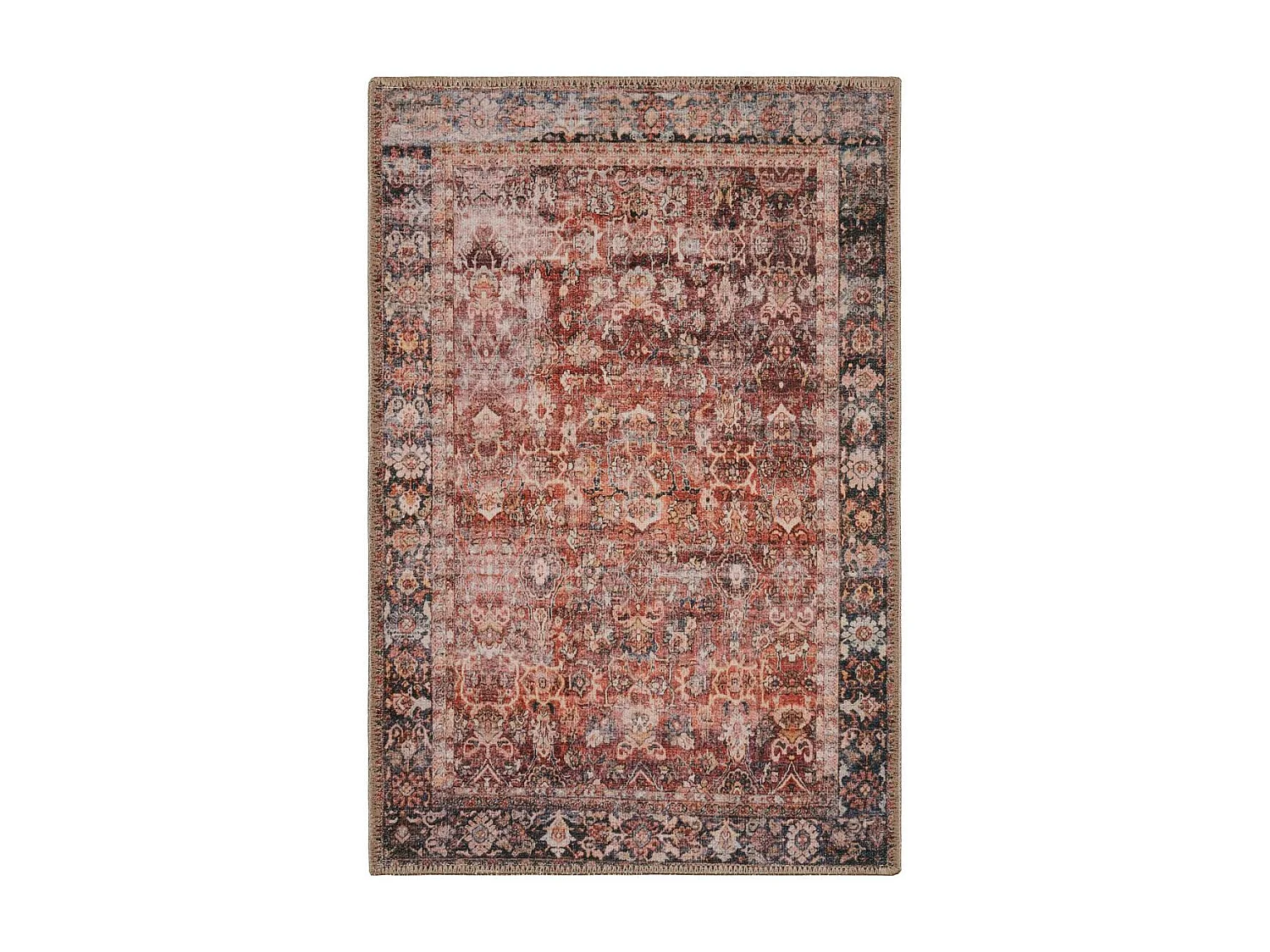 Tapis orient 80x150 rectangle rouge et noir tissé motif classique ALLOVER