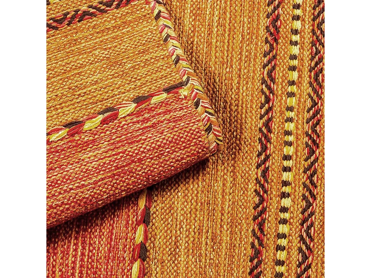 Tapis kilim 120x170 rectangle fait main en coton terra et rouge