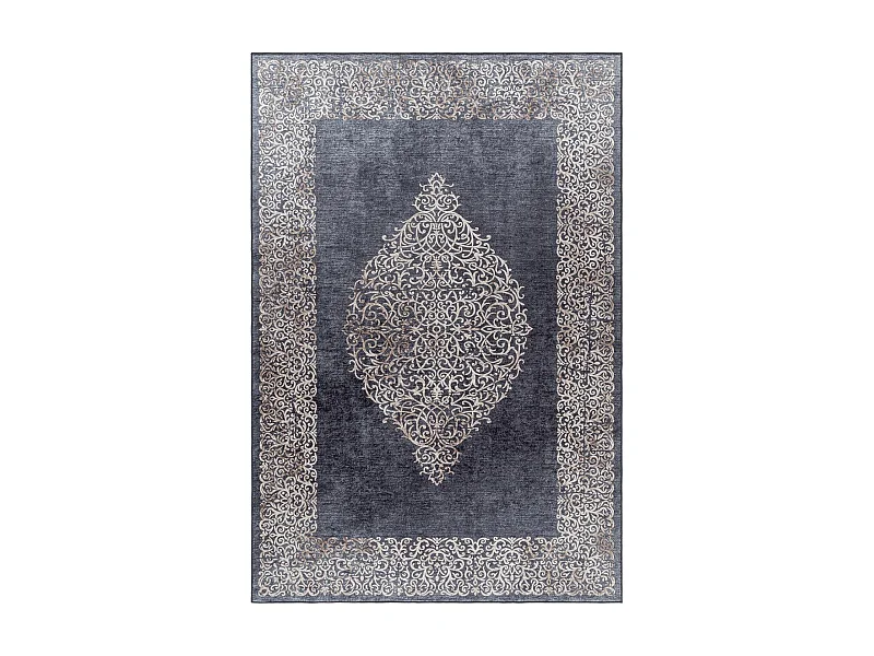 Tapis orient 80x250 rectangle noir tissé motifs orientaux AKIEK