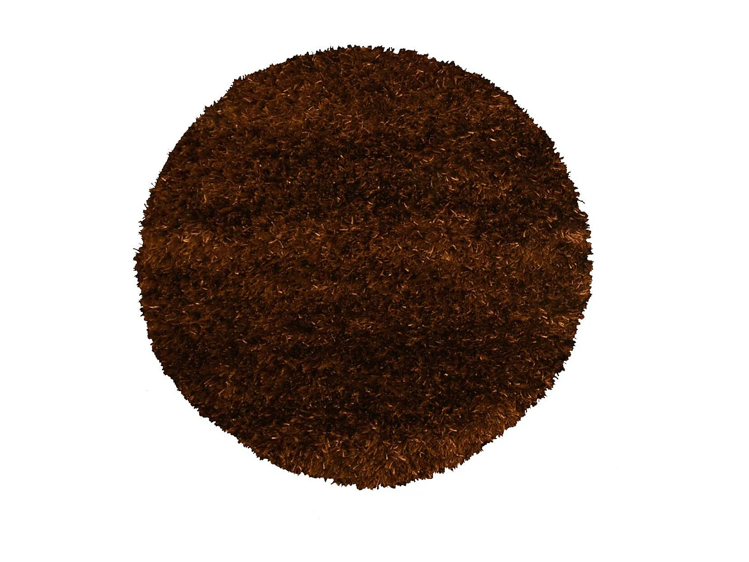 Tapis shaggy Ø140cm rond fait main marron motif uni MALAIDORY