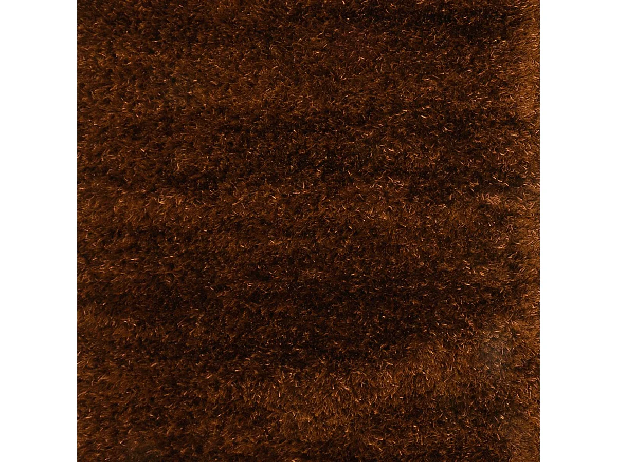 Tapis shaggy Ø140cm rond fait main marron motif uni MALAIDORY