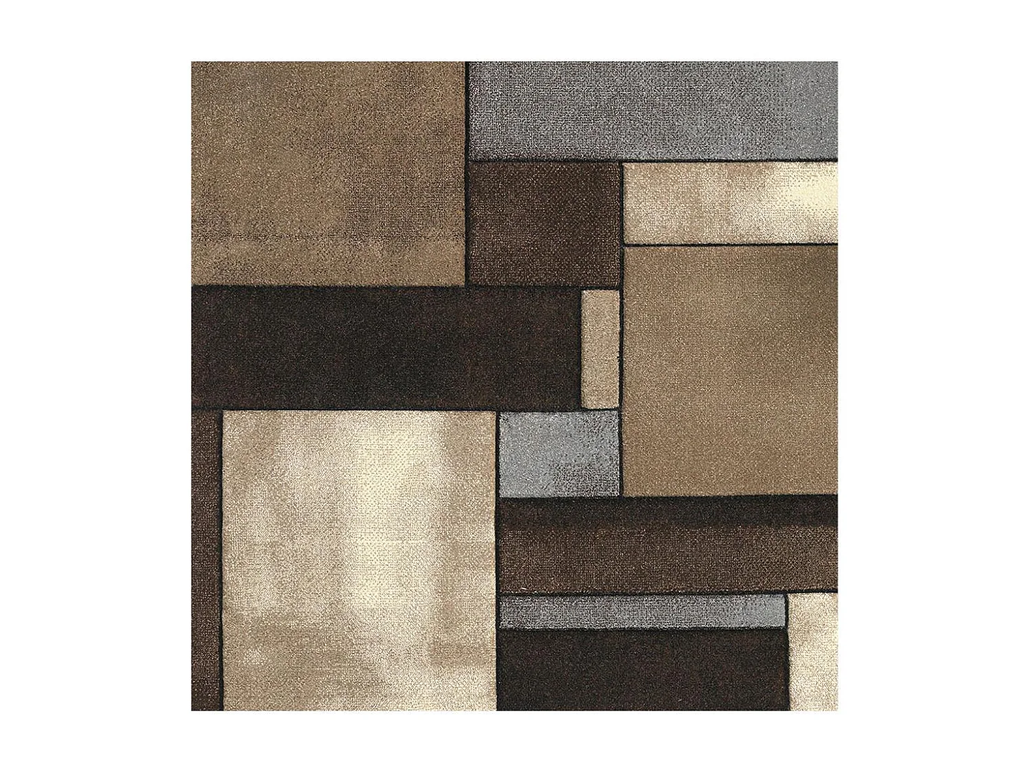 tapis entrée 160x160 tissé beige carré motif géométrique LYN8 GEOME