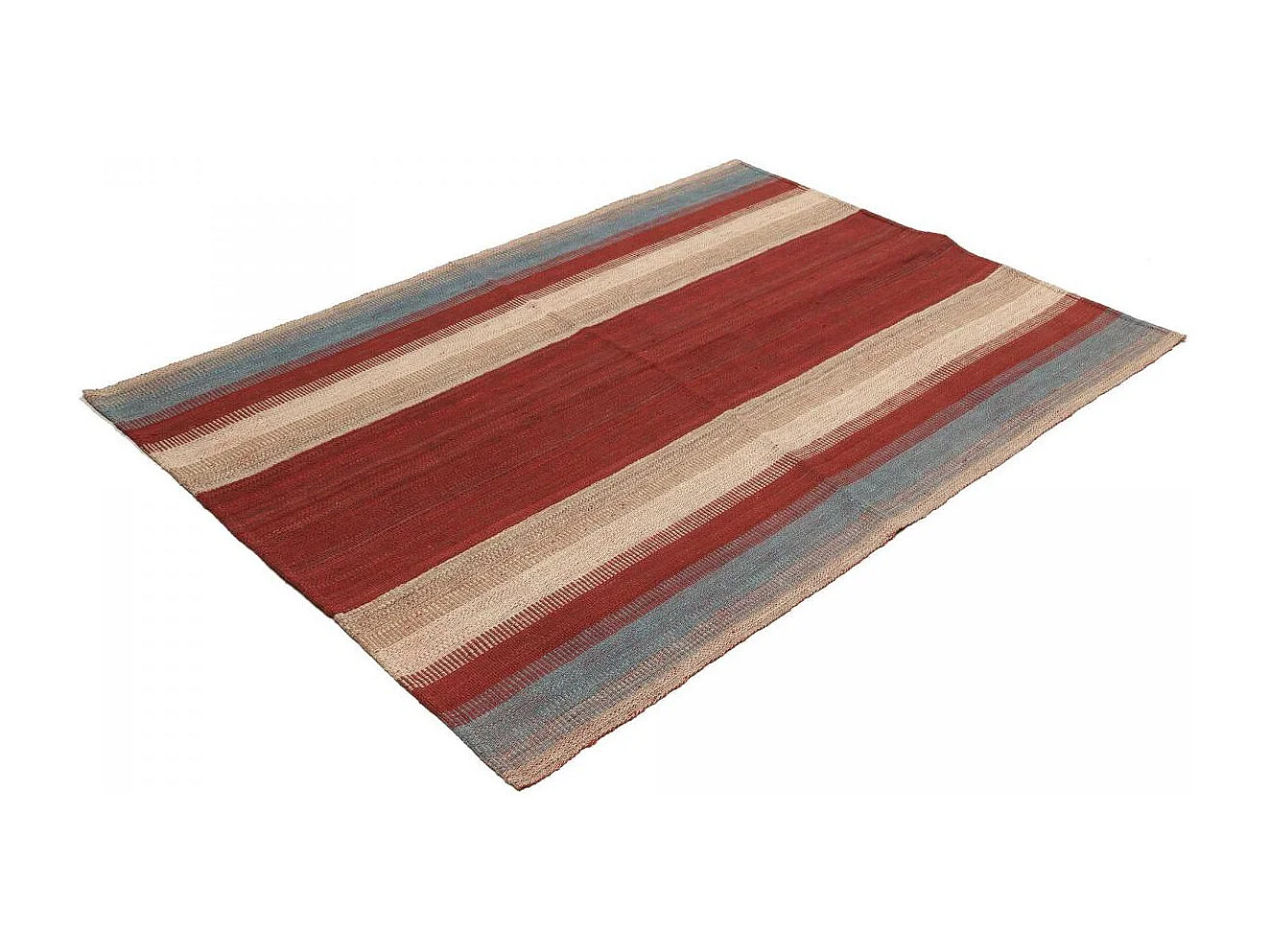 Authentique tapis d'Orient 133x182 kilim fait main en laine rouge et gris C