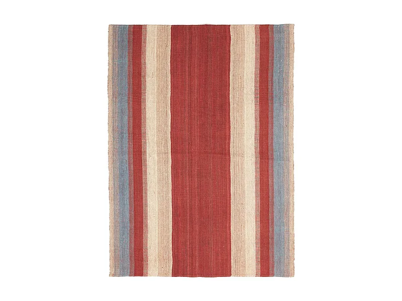Authentique tapis d'Orient 133x182 kilim fait main en laine rouge et gris C