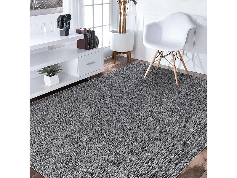 tapis salle à manger 200x290 tissé gris rectangle motif uni SAKRDA
