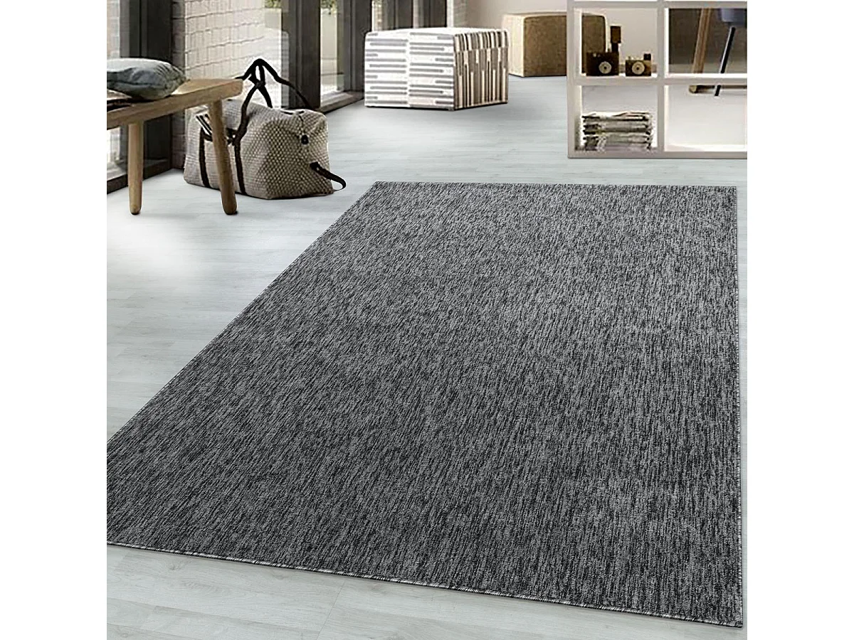 tapis salle à manger 200x290 tissé gris rectangle motif uni SAKRDA