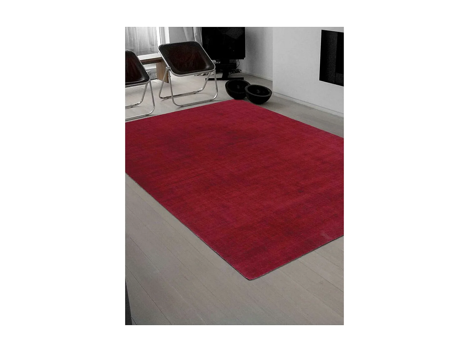 tapis chambre Ø100cm fait main bordeaux rond motif uni NEO UNI