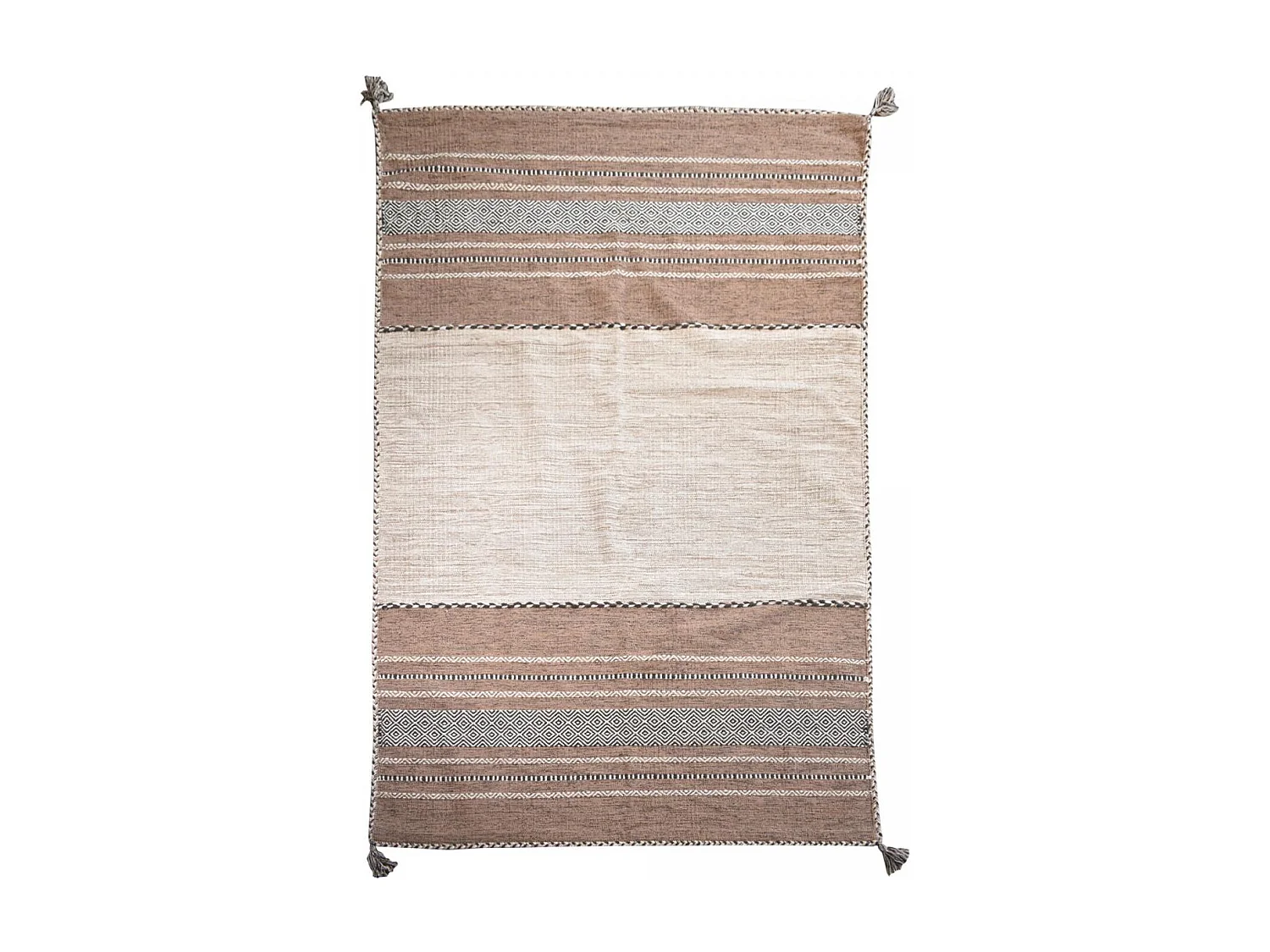 Tappeto Kilim 200x290 rettangolo realizzato a mano in cotone beige e marrone