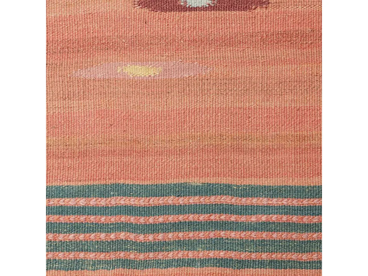Authentique tapis d'Orient 218x239 kilim fait main en laine orange et rouge AD