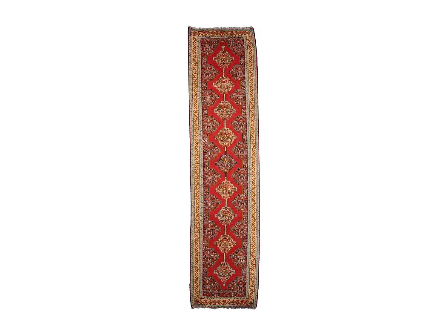 Authentique tapis d'Orient 95x402 kilim fait main en laine multicolore SENNEH