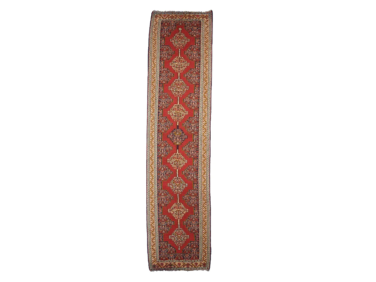 Authentique tapis d'Orient 95x402 kilim fait main en laine multicolore SENNEH