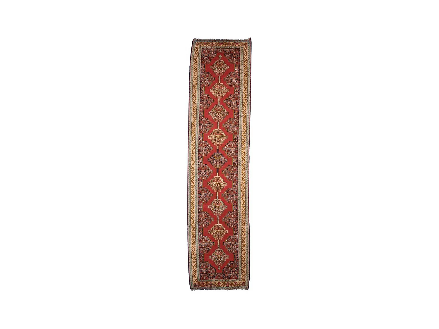 Authentique tapis d'Orient 95x402 kilim fait main en laine multicolore SENNEH