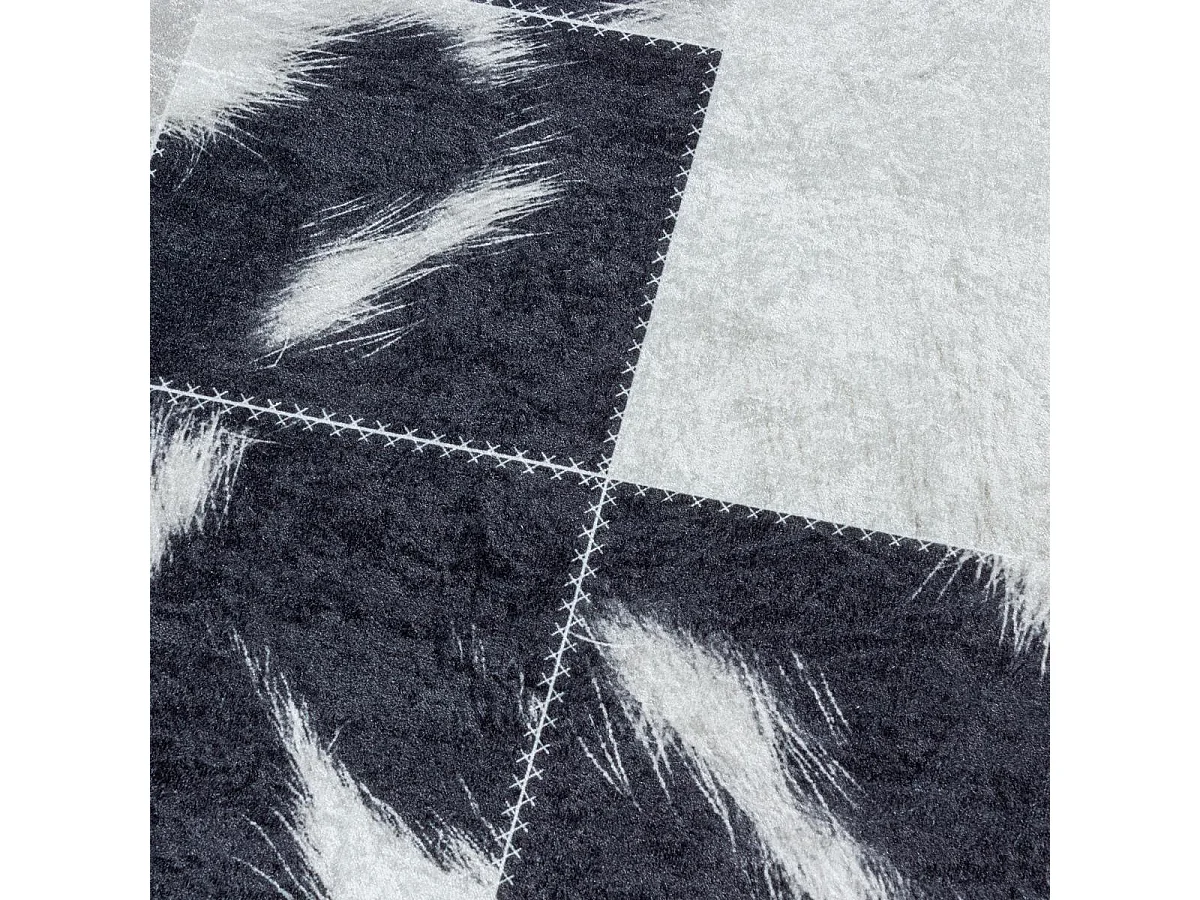 tappeto da ingresso 80x250 tessuto nero e crema con motivo ad affresco rettangolare rettangolare NOATAK