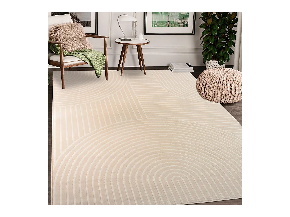 tapis chambre 80x150 tissé beige rectangle motif géométrique AF2 ARCROL
