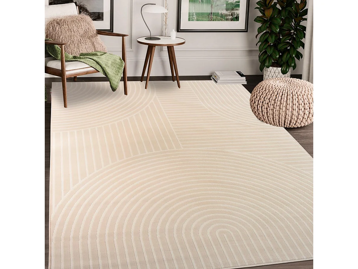 tappeto per camera 80x150 tessuto rettangolare beige disegno geometrico LYN49 ARCROL