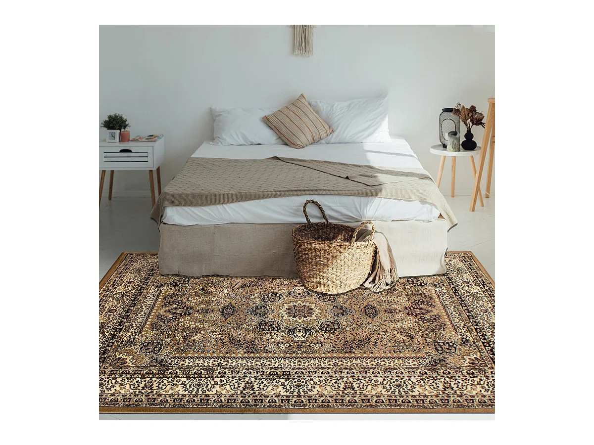 Tapis orient 300x400 rectangle beige tissé motifs orientaux BISKO
