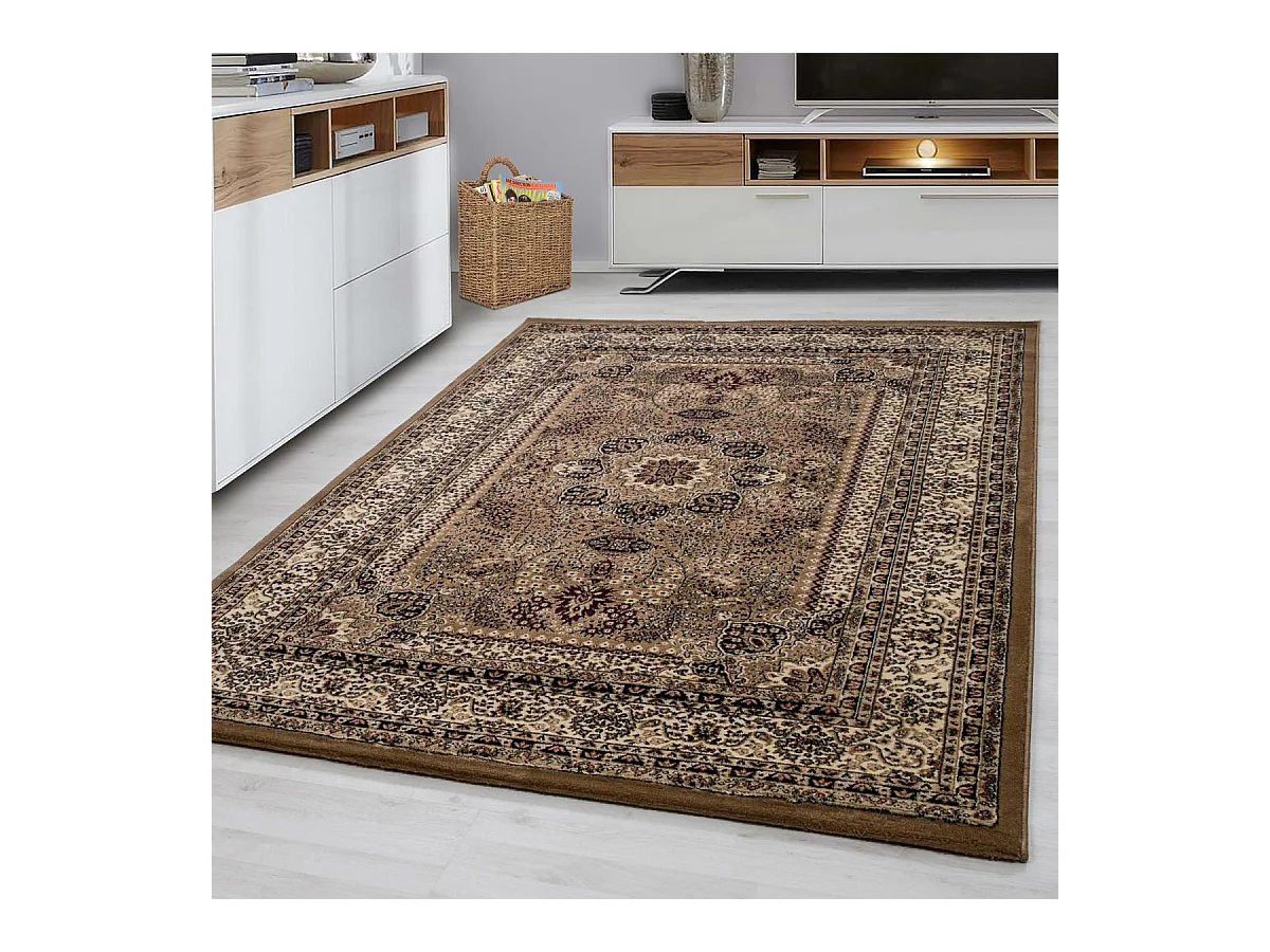Tapis orient 300x400 rectangle beige tissé motifs orientaux BISKO