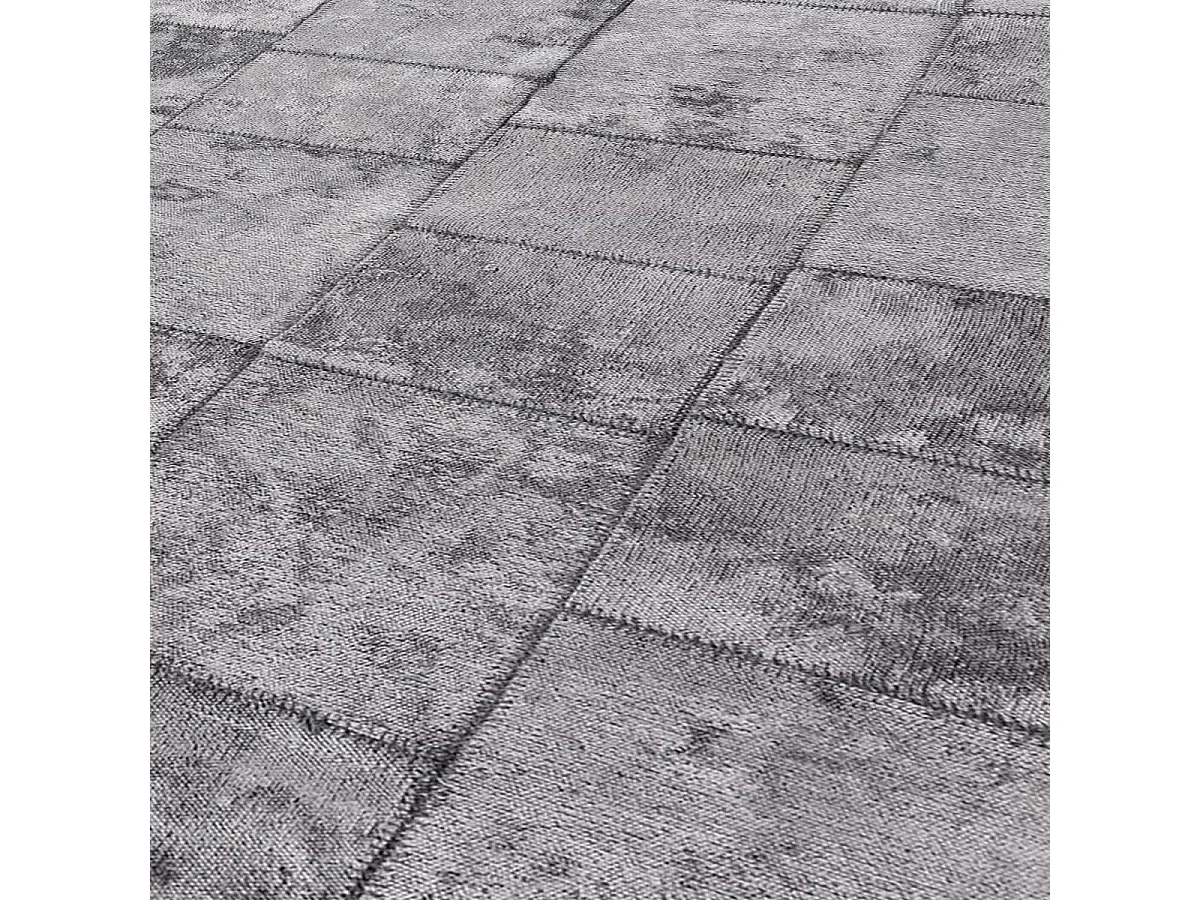 Tapis kilim 200x300 rectangle tissé en coton gris motif géométrique PATSHY