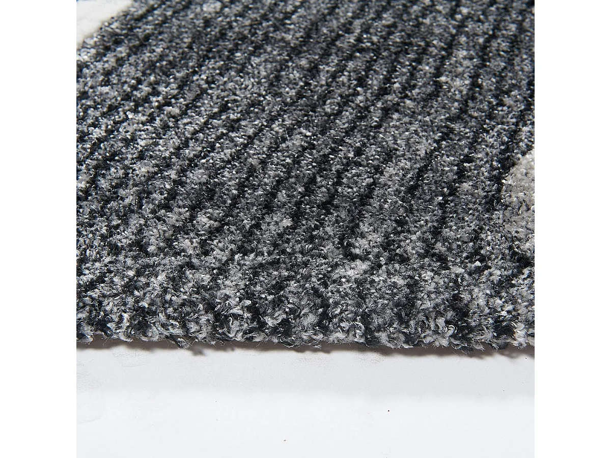 tapis salon 120x180 tissé en acrylique gris et blanc rectangle motif simple