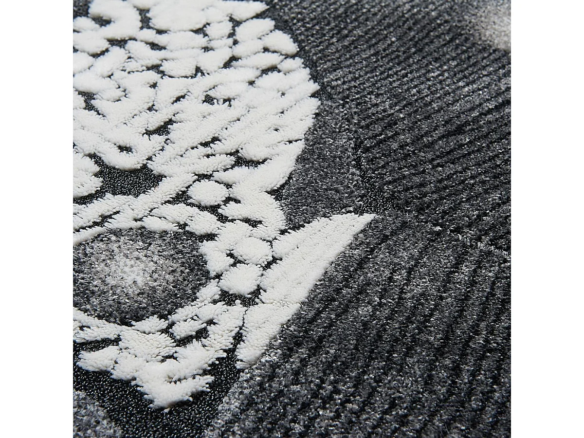 tapis salon 120x180 tissé en acrylique gris et blanc rectangle motif simple