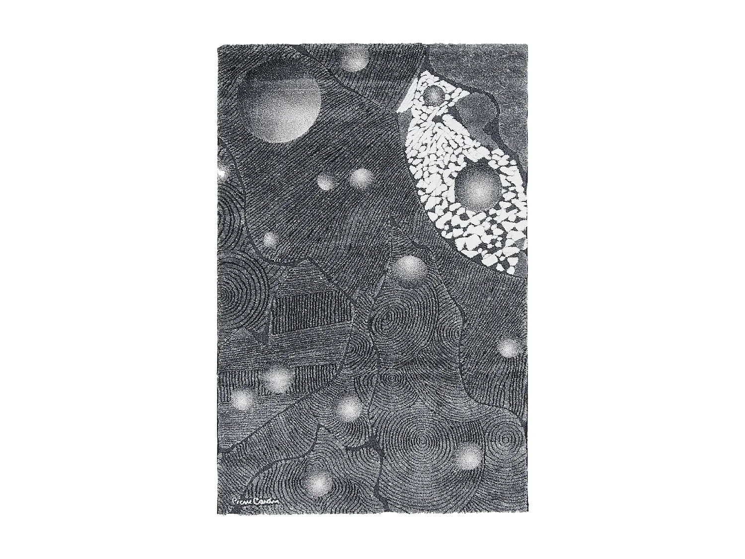 tappeto da soggiorno 120x180 tessuto in acrilico grigio e bianco con motivo rettangolare semplice