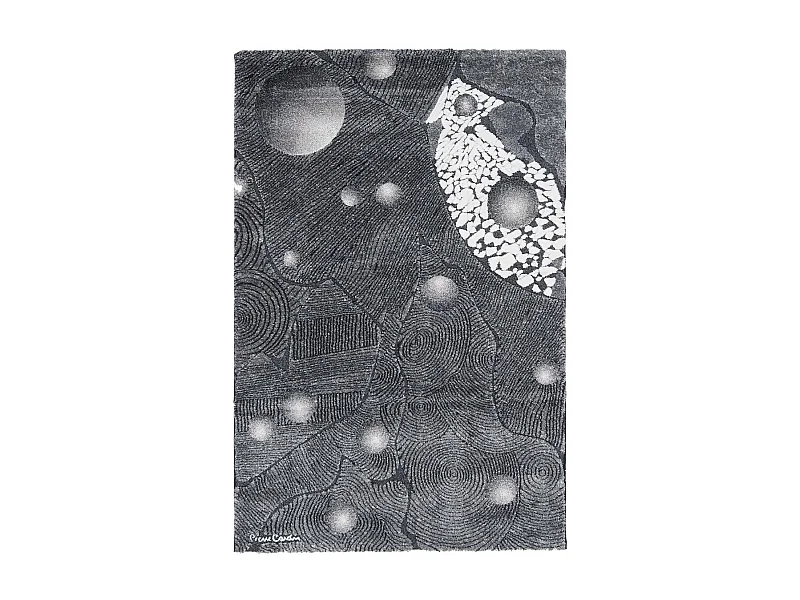 tapis salon 120x180 tissé en acrylique gris et blanc rectangle motif simple