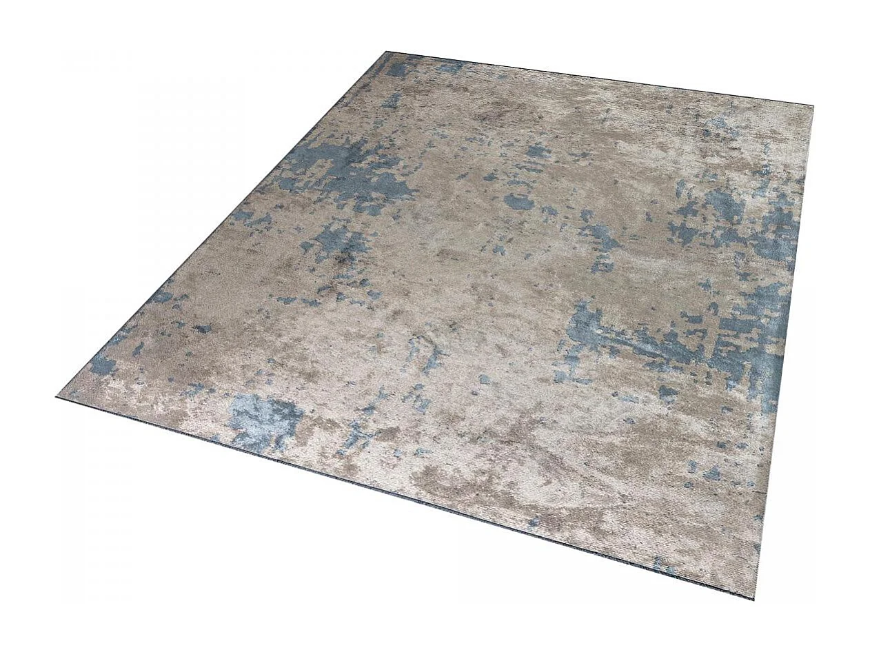 Tappeto Kilim 200x300 rettangolo intrecciato in cotone grigio e blu a fantasia astratta