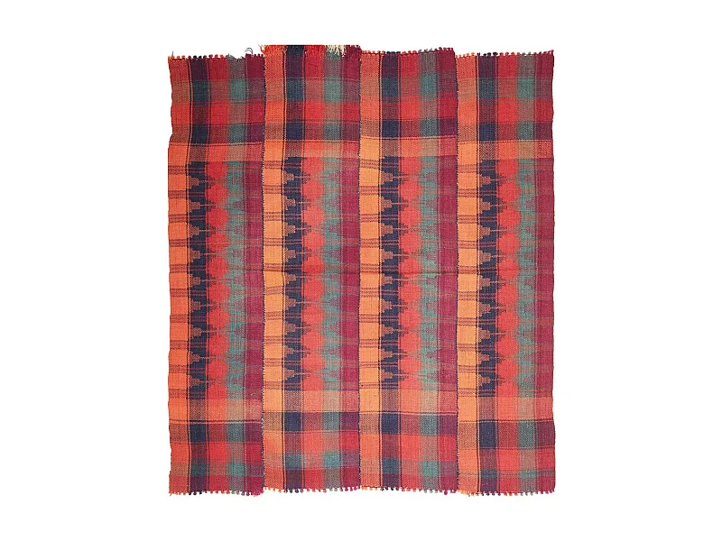 Authentique tapis d'Orient 180x190 kilim fait main en laine rouge et orange ANTIK 4