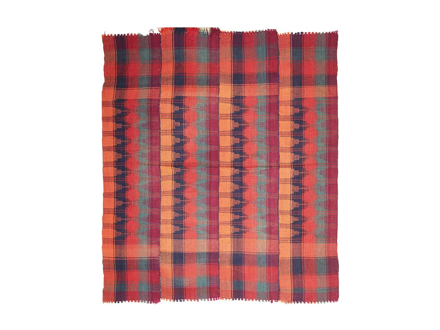 Authentique tapis d'Orient 180x190 kilim fait main en laine rouge et orange ANTIK 4