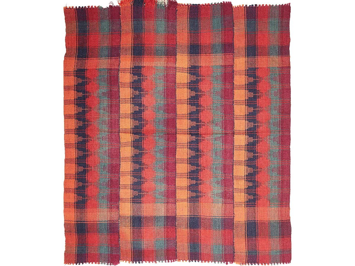 Authentique tapis d'Orient 180x190 kilim fait main en laine rouge et orange ANTIK 4