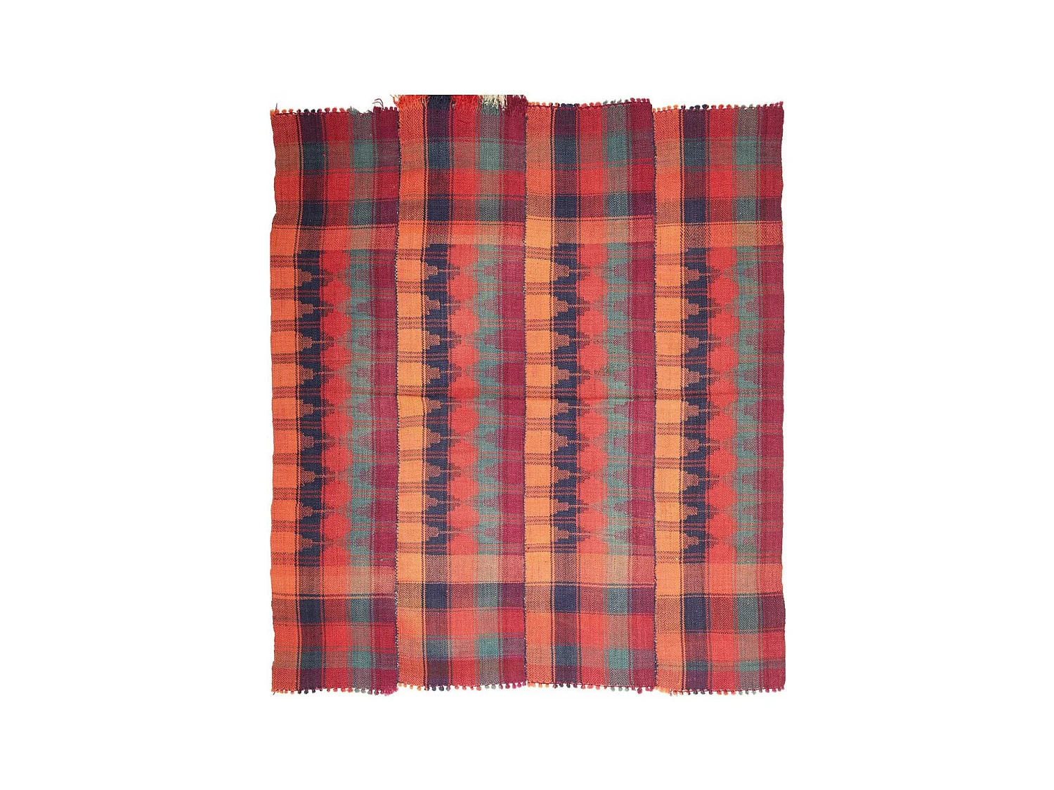 Authentique tapis d'Orient 180x190 kilim fait main en laine rouge et orange ANTIK 4