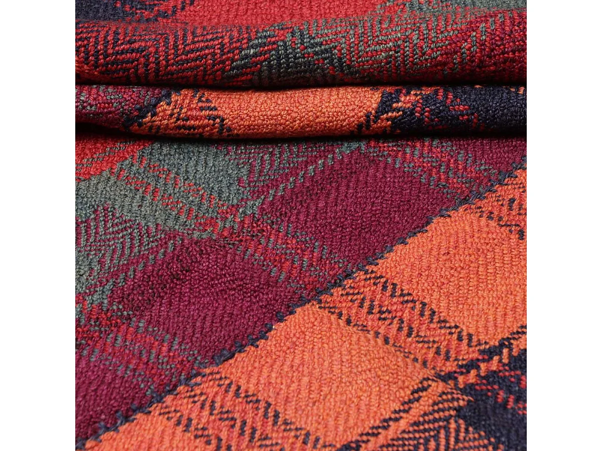 Authentique tapis d'Orient 180x190 kilim fait main en laine rouge et orange ANTIK 4