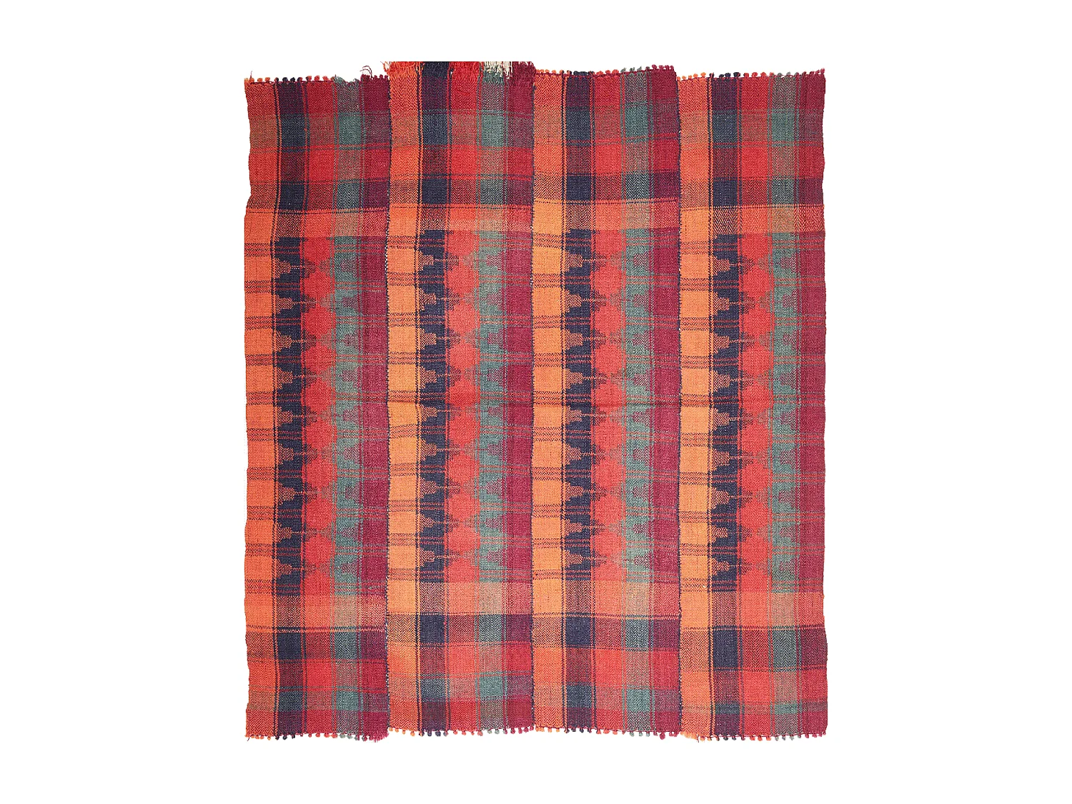 Authentique tapis d'Orient 180x190 kilim fait main en laine rouge et orange ANTIK 4