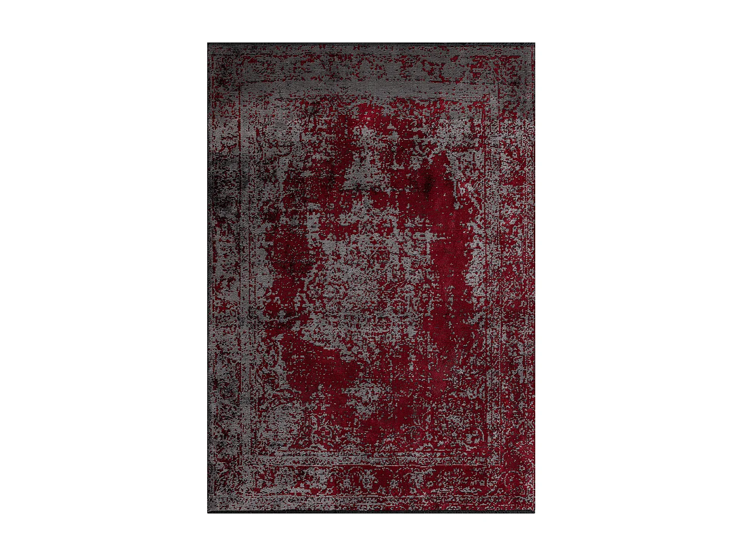 Tapis kilim 240x300 rectangle tissé en coton rouge et gris motif abstrait