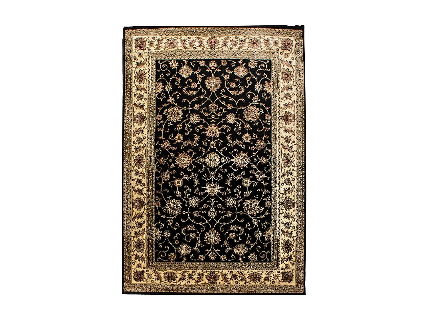 Tapis orient 160x230 rectangle noir tissé motifs orientaux BISKO 1
