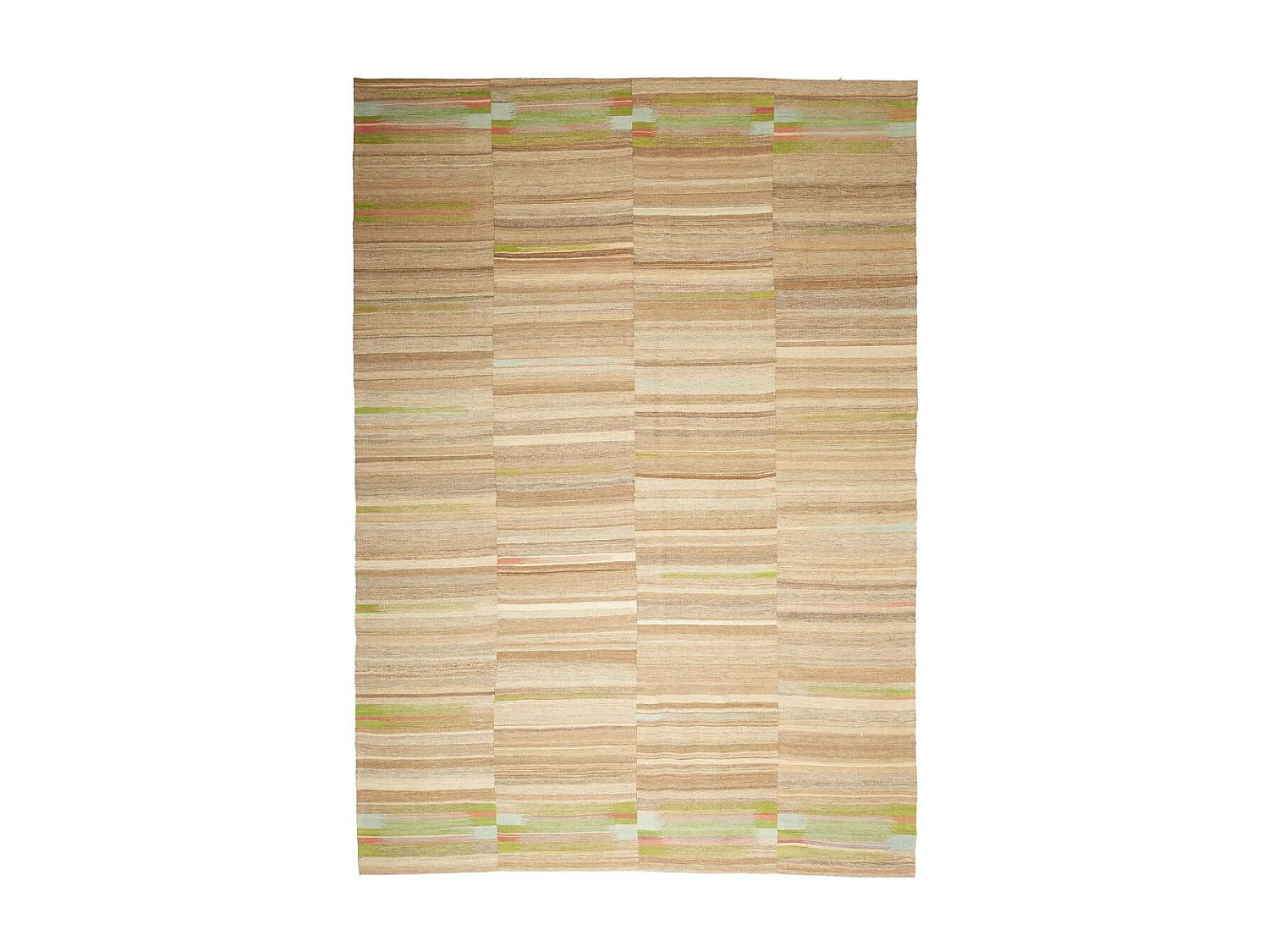 Authentique tapis d'Orient 221x315 kilim fait main en laine marron et beige J