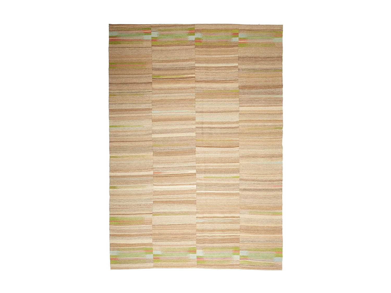 Authentique tapis d'Orient 221x315 kilim fait main en laine marron et beige J