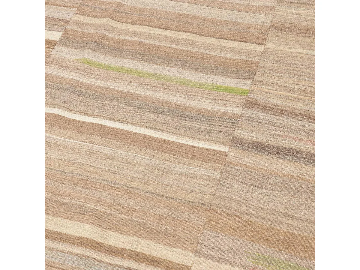 Authentique tapis d'Orient 221x315 kilim fait main en laine marron et beige J