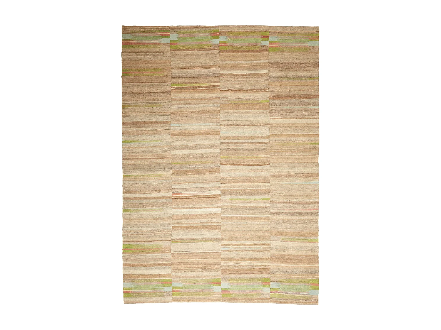 Authentique tapis d'Orient 221x315 kilim fait main en laine marron et beige J