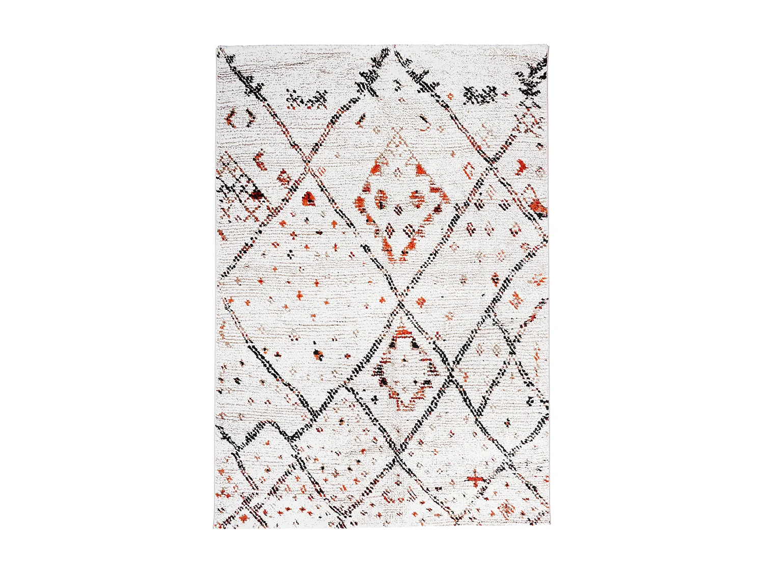 tapis chambre 100x100 tissé crème carré motif berbère LYN8 MORA