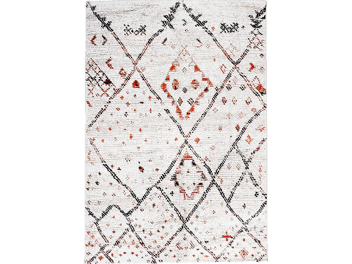 tapis chambre 100x100 tissé crème carré motif berbère LYN8 MORA