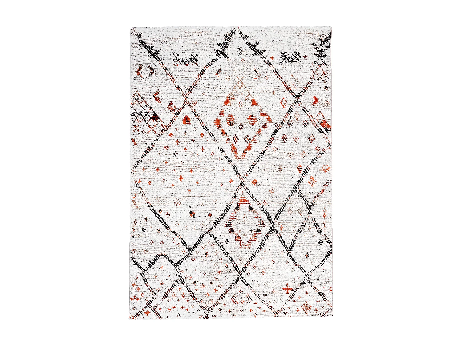 tapis chambre 100x100 tissé crème carré motif berbère LYN8 MORA