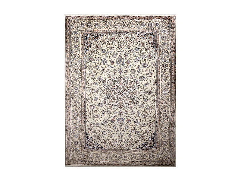 Authentique tapis d'Orient 167x212 noué main en laine et soie marron et beige NAIN