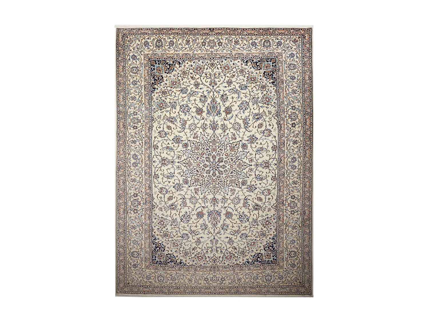 Authentique tapis d'Orient 167x212 noué main en laine et soie marron et beige NAIN