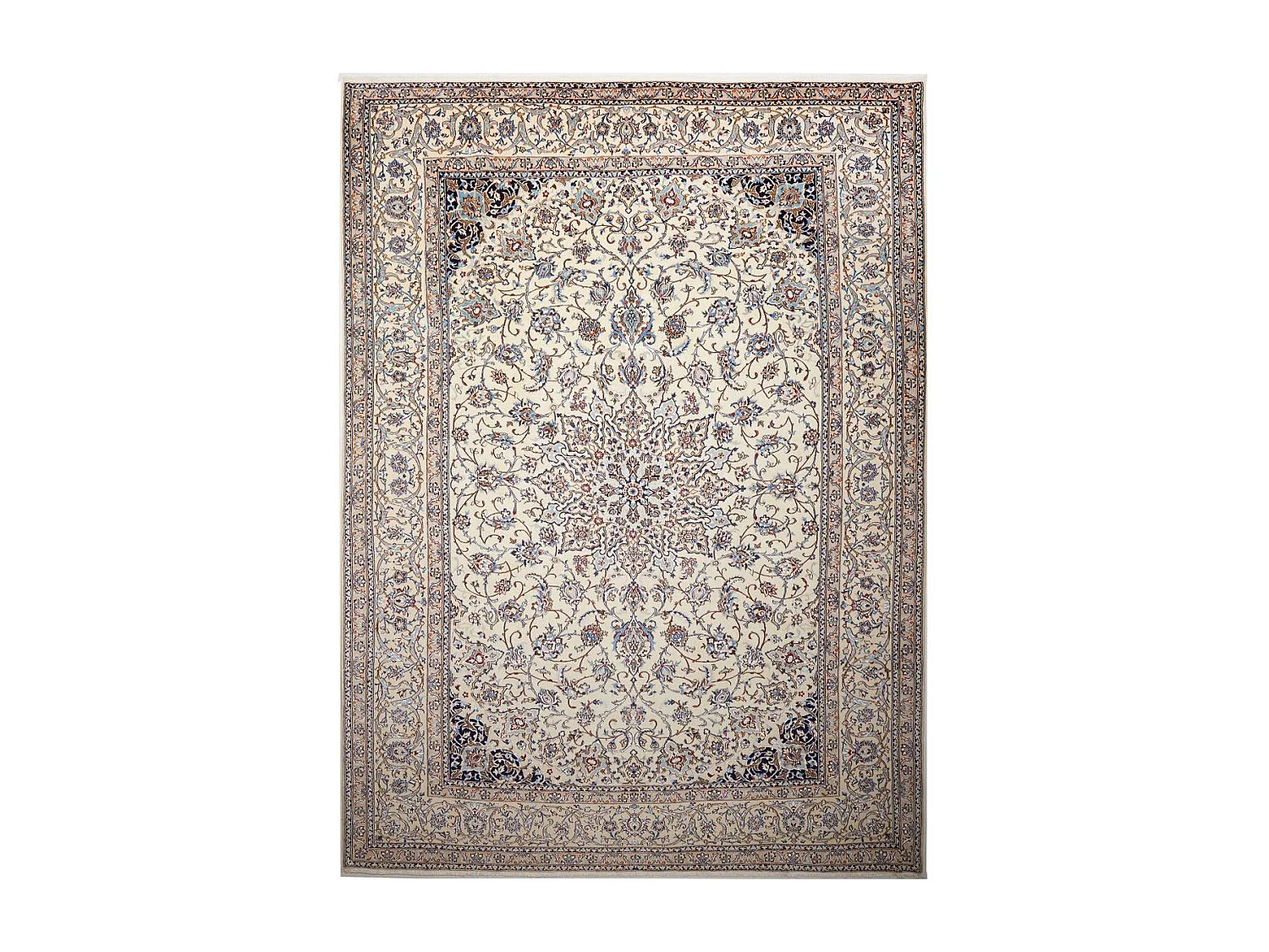 Authentique tapis d'Orient 167x212 noué main en laine et soie marron et beige NAIN