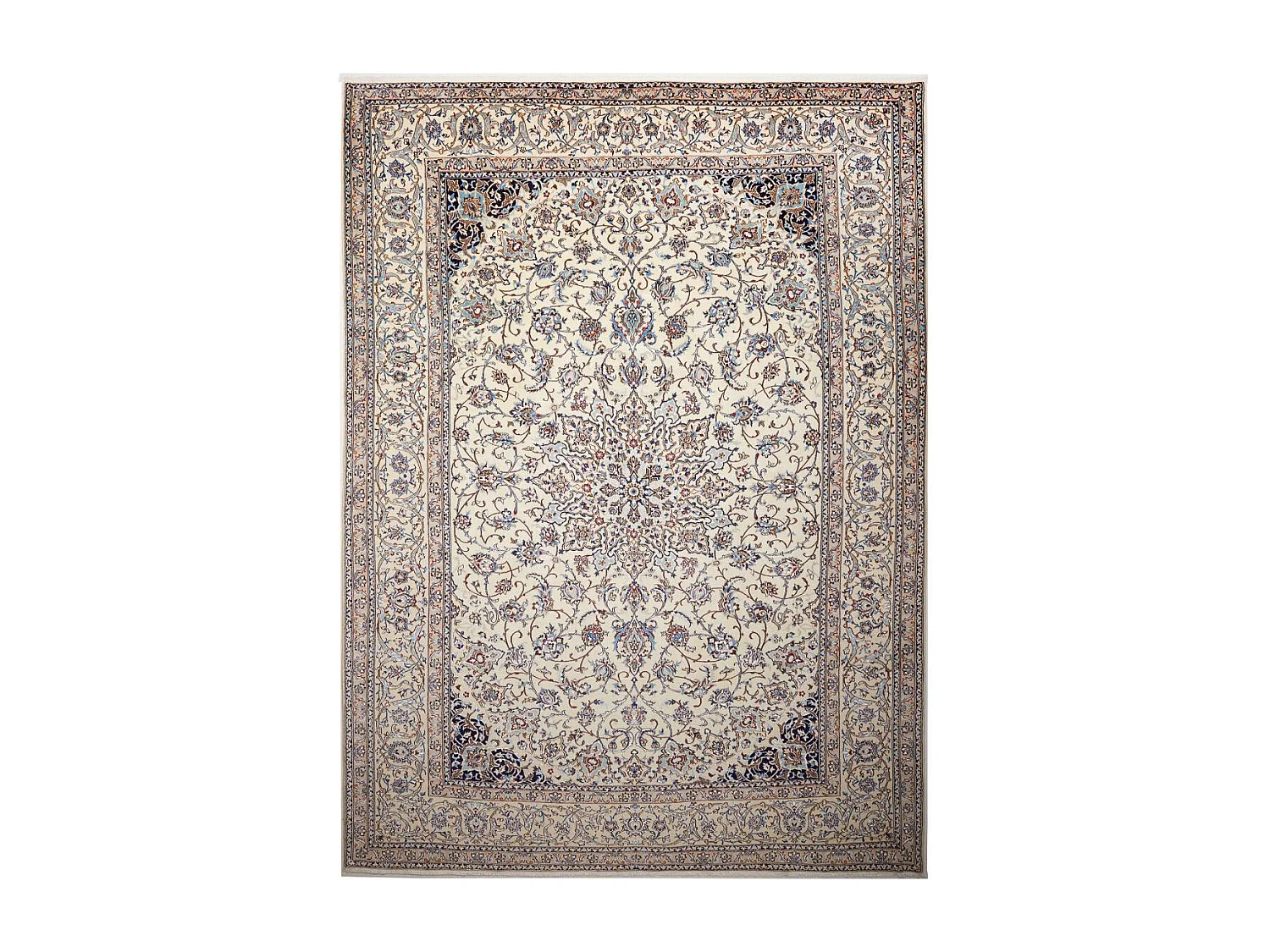 Authentique tapis d'Orient 167x212 noué main en laine et soie marron et beige NAIN