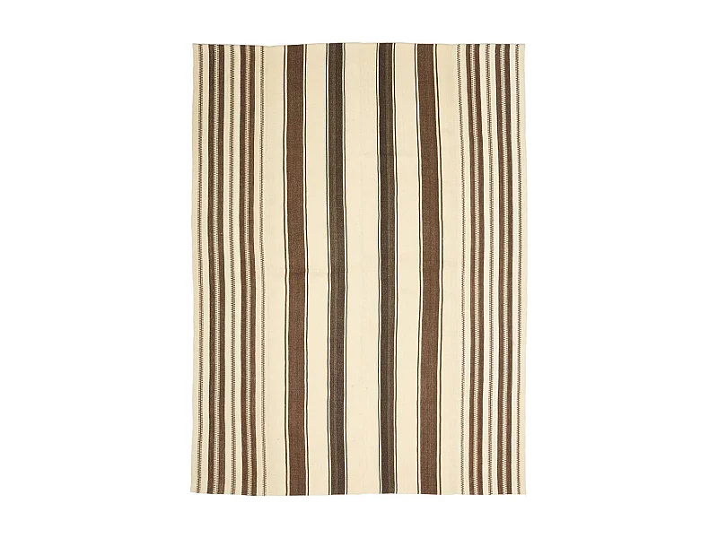 Authentique tapis d'Orient 167x212 noué main en laine et soie marron et beige NAIN