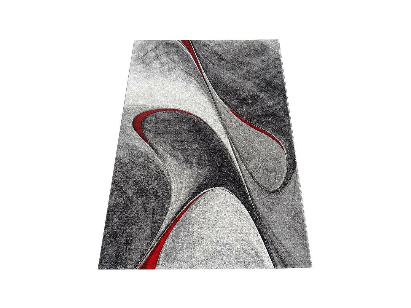 tapis salon Ø140cm tissé rouge et gris rond motif géométrique MILAR